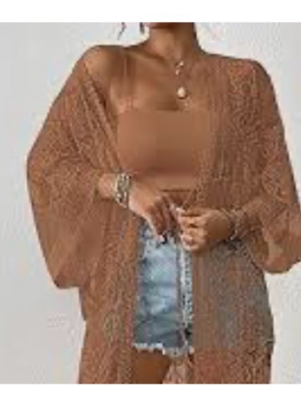 LuLaRoe Brown Lace Open Kimono